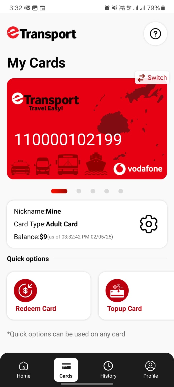 Card Mnagement Page + Redeem & Topup Icon