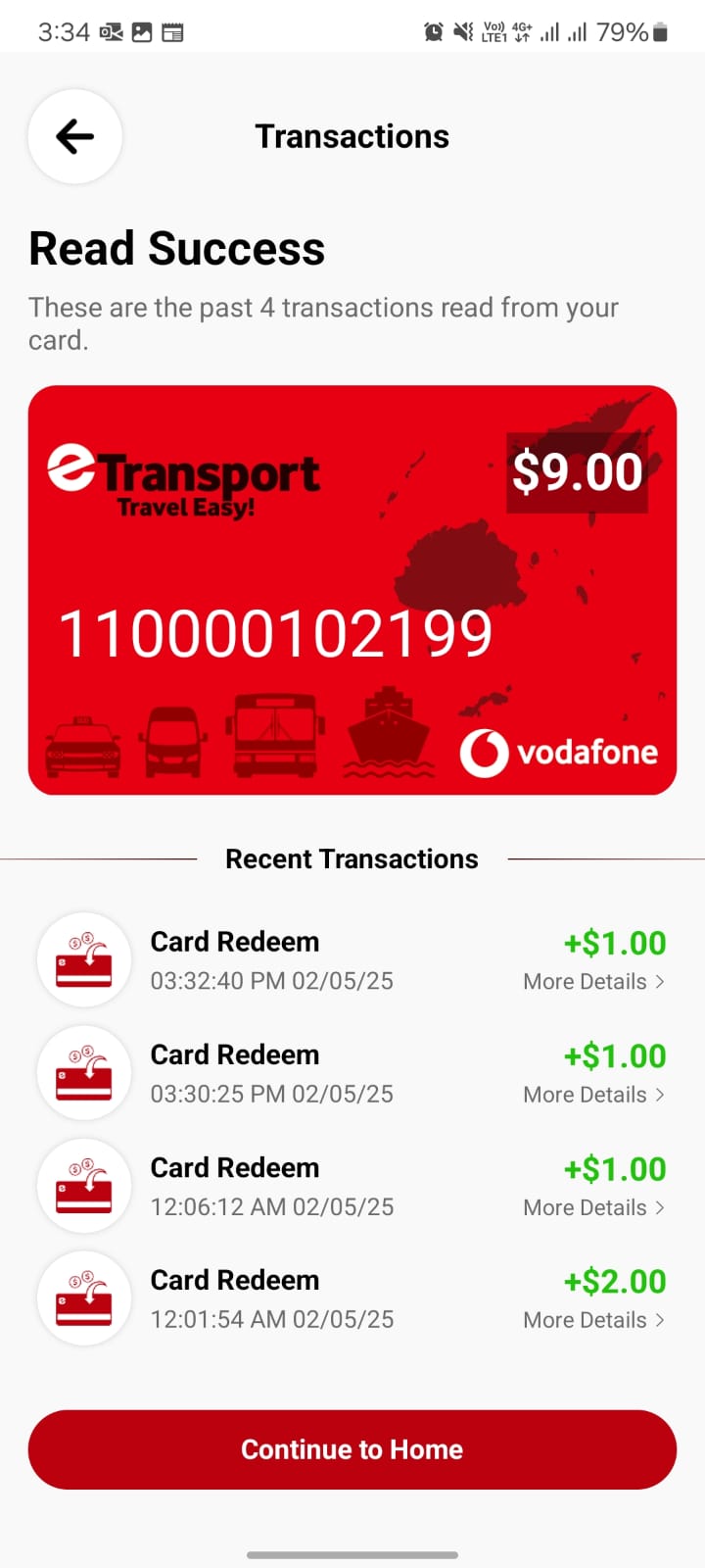 Card Transactions(Scanned from Card)