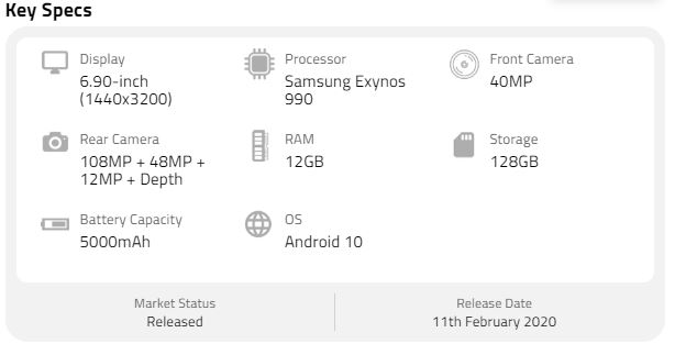 Samsung Galaxy S20 Plus specs