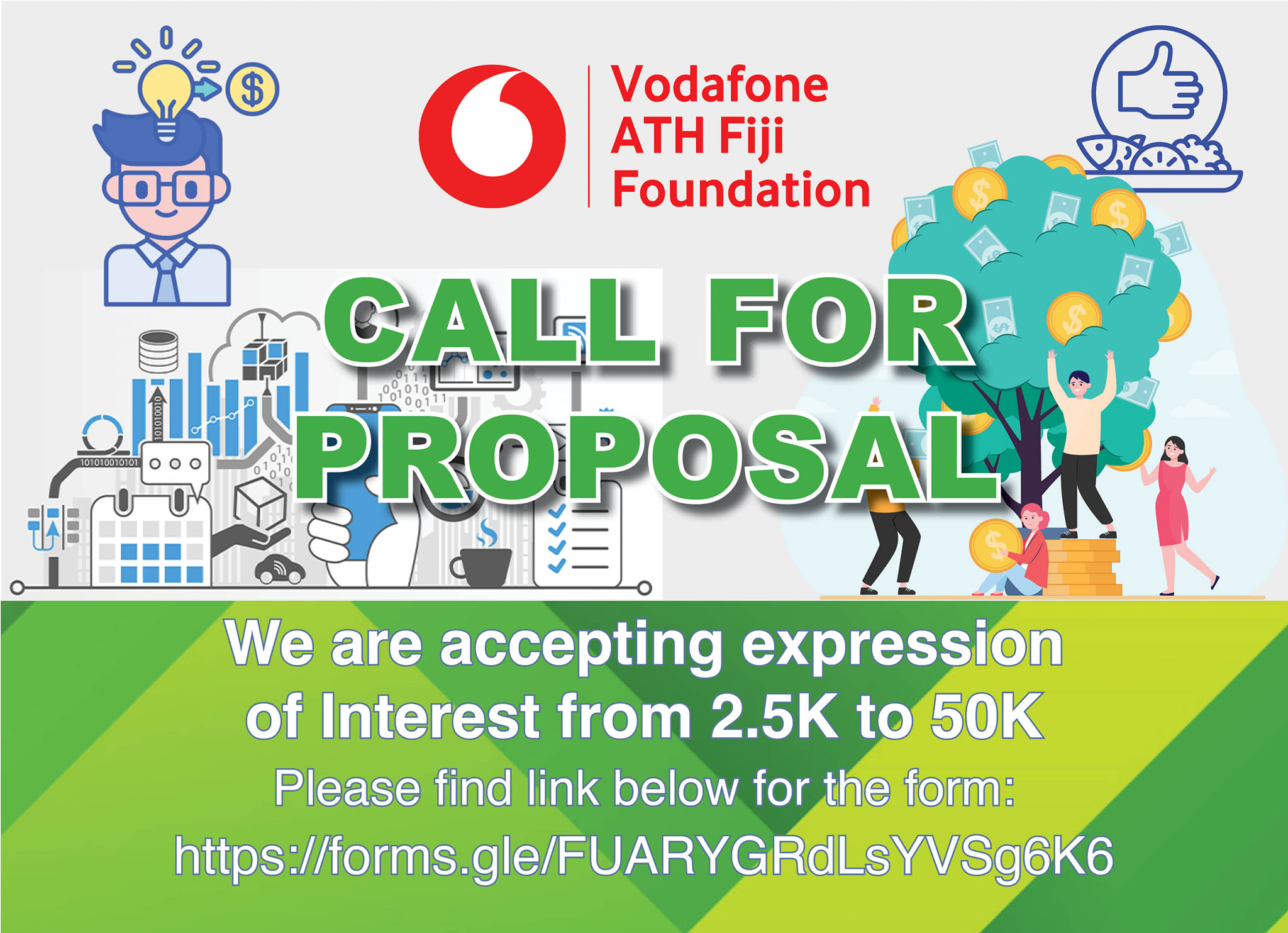 GALL FOR-PROPOSAL! We are accepting expression of Interest from 2.5K to 50K Vodafone ATH Fiji Foundation Sustainable Funding